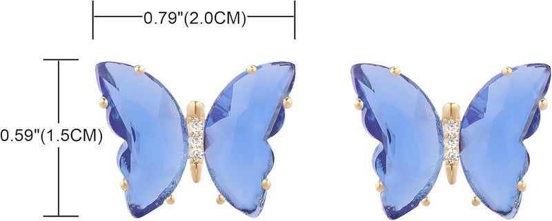 YOQUCOL Butterfly Shape Crystal Clip On Earrings Non Pierced Golden Stud for Women - Image 2